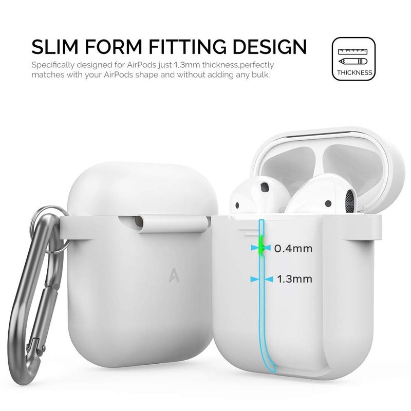 AhaStyle AirPods Case Cover Premium Silicone Protective Cover Skin Accessories [Hand Strap Included] Compatible with AirPods 2 & 1ï¼ˆWhiteï¼‰ - Image 4